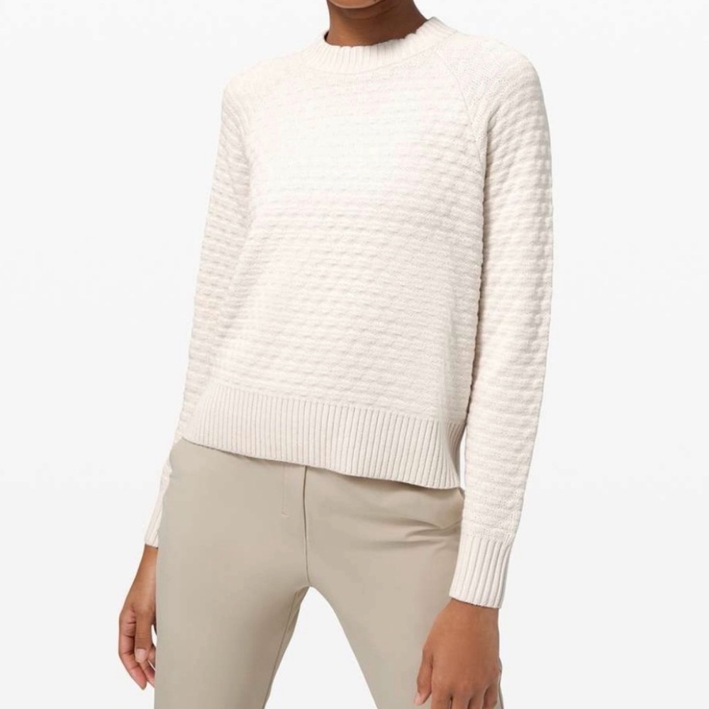 Lululemon Athletica Cream Crew Neck Sweater